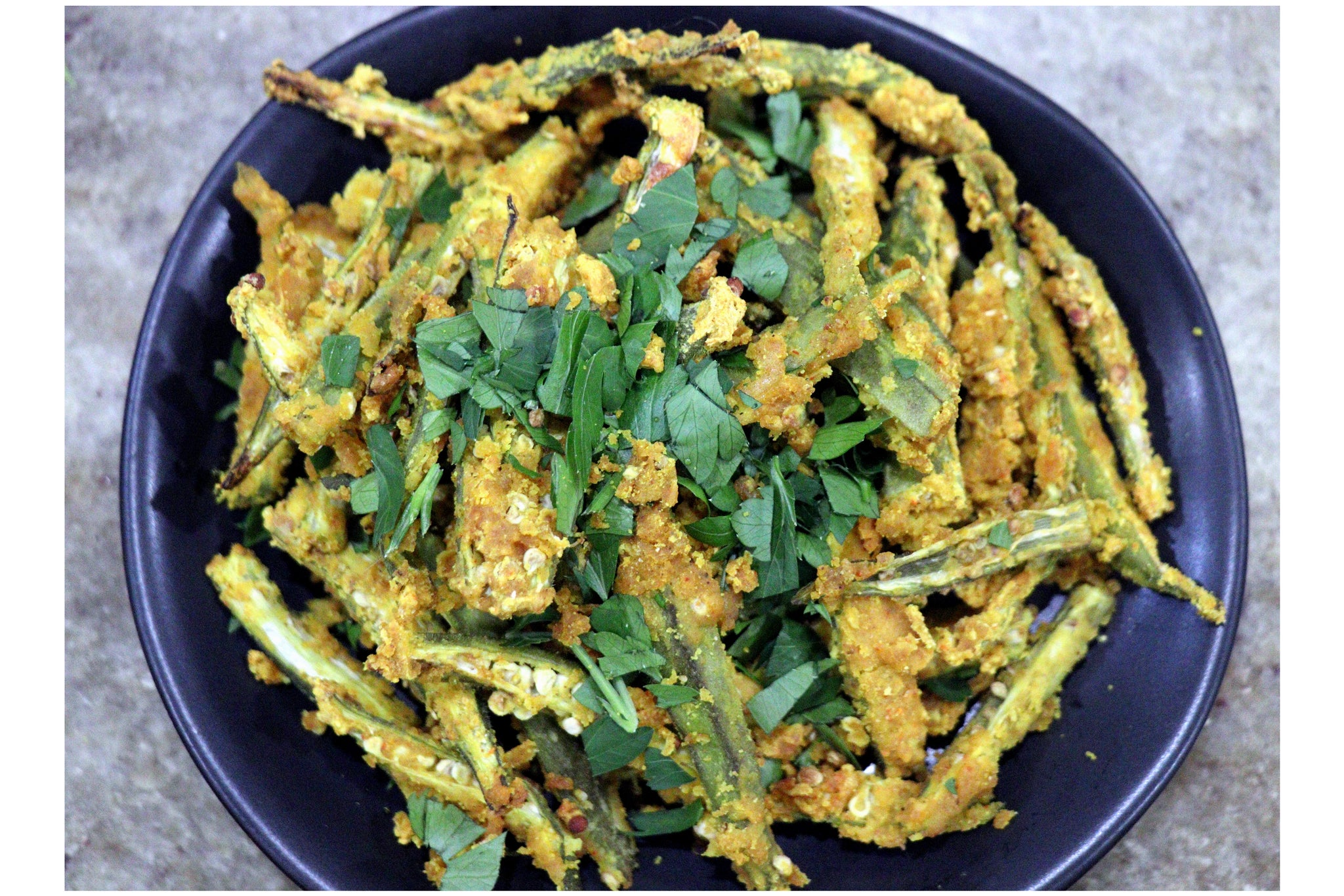 Baked Okra with Besan (chickpea) flour
